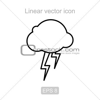 Storm cloud. Linear vector icon.