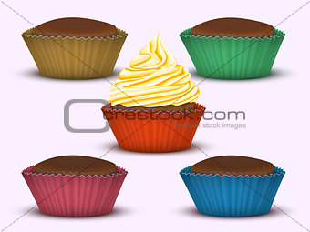 set of five cupcakes