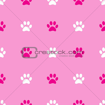 Animal paw seamless pink pattern