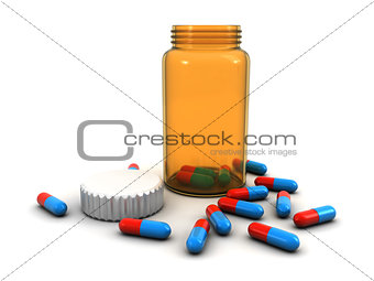 Bottle and pills