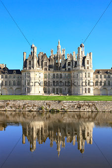 Chateau Chambord castle with reflection, Loire Valley, France