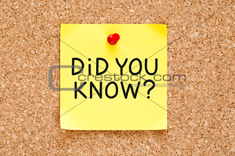 Did You Know Handwritten On Sticky Note