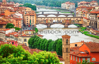 River Arno in Florence with bridge Ponte Vecchio