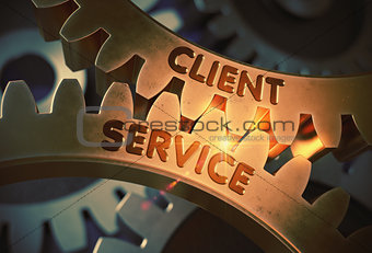 Golden Gears with Client Service Concept. 3D Illustration.