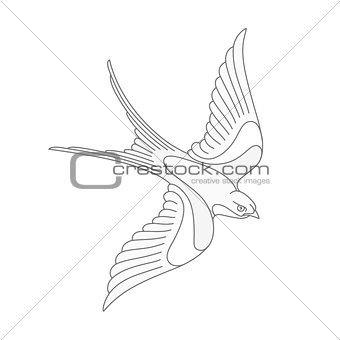 Flying swallow or swift tattoo design.