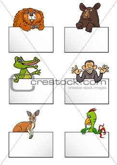 animals with cards cartoon set