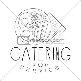 Best Catering Service Hand Drawn Black And White Sign With English Breakfast Design Template With Calligraphic Text