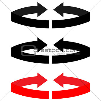 Black and red arrows with parts circles double direction.
