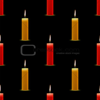 Yellow Red Wax Burning Candles Seamless Pattern