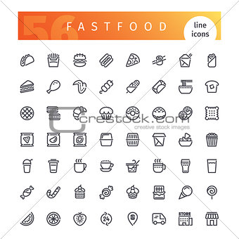 Fastfood Line Icons Set