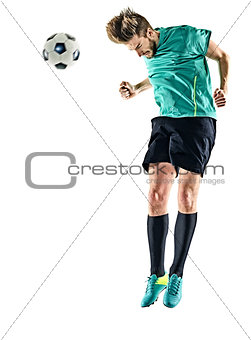 soccer player man heading isolated