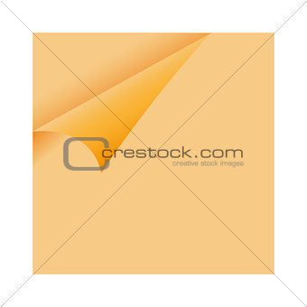 Curled Orange Paper Corner - sticky note