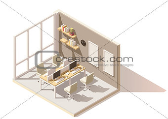 Vector isometric low poly office room