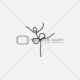 Cartoon icon of sketch little stick figure ballet dancer
