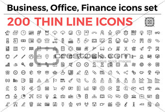 Business, office, finance theme icons set