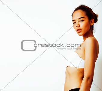 young pretty african american woman close up isolated on white b