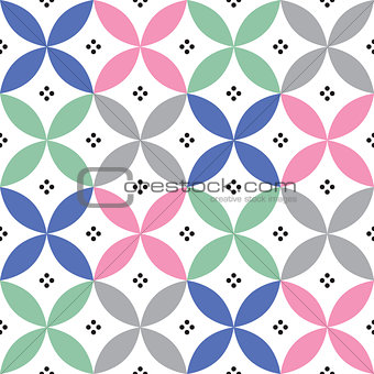 Geometric seamless pattern in pastel colours - inspired by Spanish and Portuguese tiles design