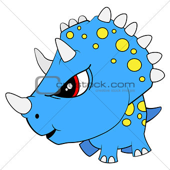 Cartoon Blue Baby Triceratops Dinosaur