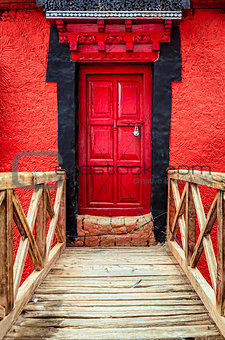 Red door at a monastery