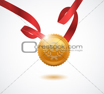 Gold medal for first place. Vector illustration.