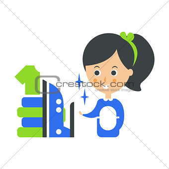 Cleanup Service Maid, Iron And Ironed Laundry, Cleaning Company Infographic Illustration