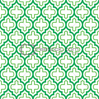 Geometric seamless pattern, Moroccan tiles design, green background