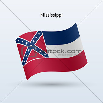 State of Mississippi flag waving form. Vector illustration.