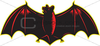 Bat Spread Wing Woodcut