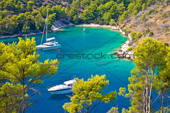 Secret turquoise beach yachting and sailing