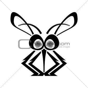 Black funny mosquito silhouette icon