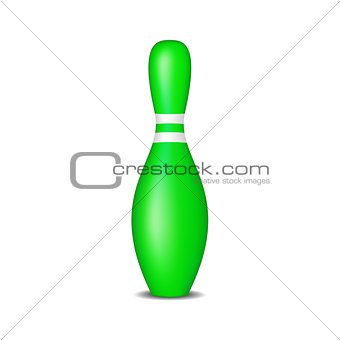 Bowling pin in green design with white stripes