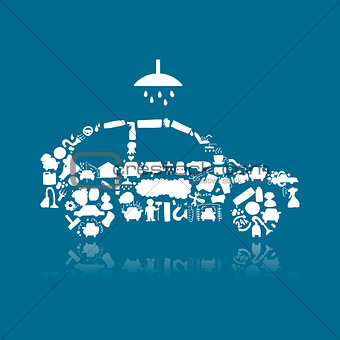 Car washing, vector icons sketch for your design