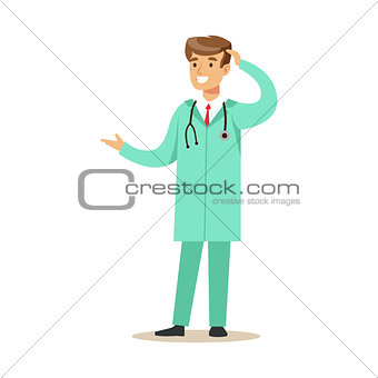 Male Doctor With Stethoscope Wearing Medical Scrubs Uniform Working In The Hospital Part Of Series Of Healthcare Specialists