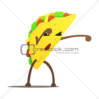 Mexican Taco Street Fighter, Fast Food Bad Guy Cartoon Character Fighting Illustration