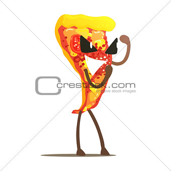 Margarita Pizza Slice Street Fighter, Fast Food Bad Guy Cartoon Character Fighting Illustration