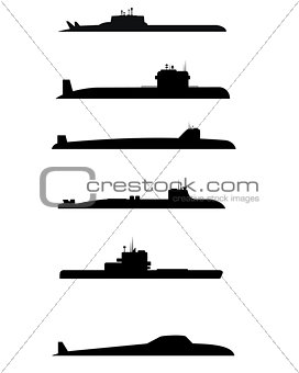 Six submarine silhouettes