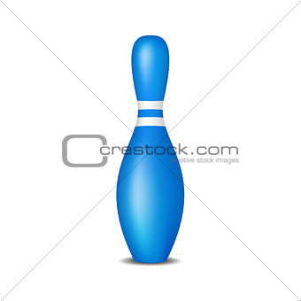 Bowling pin in blue design with white stripes