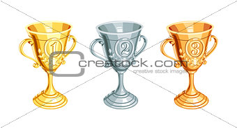 Gold, bronze, silver champion cup