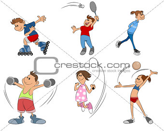 Six kids practice sport