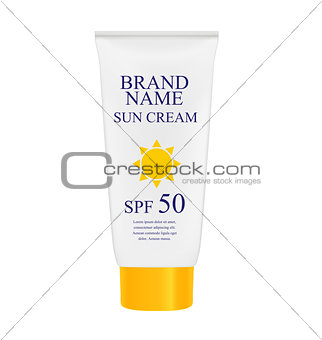 Sun Care Cream Bottle, Tube Template for Ads or Magazine Backgro
