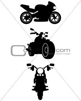Three motorcycle silhouettes