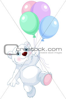 Polar Bear Flying With Balloons