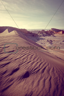 Sand dunes in Valle de la Luna, San Pedro de Atacama, Chile
