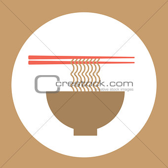 Noodles bowl with chopsticks Stylish banner for Food business industry