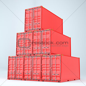 Set of cargo 3d container delivery