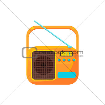Small Yellow Radio With Antenna Simplified Icon
