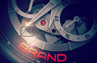 Brand on the Luxury Men Wristwatch Mechanism. 3D.