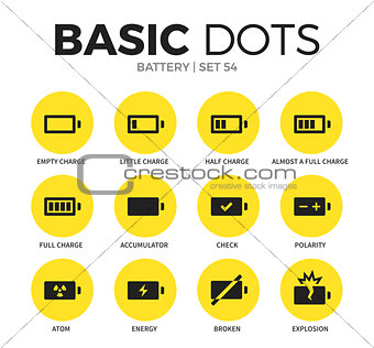 Battery flat icons vector set