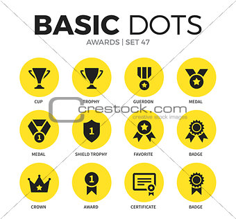Awards flat icons vector set