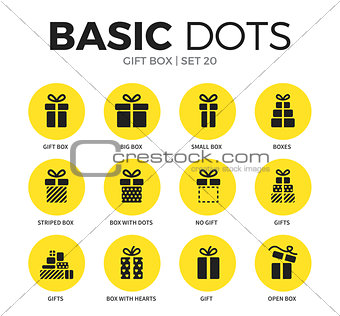 Gift box flat icons vector set